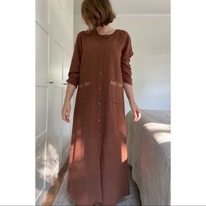 Vintage Brown Button Up Dress